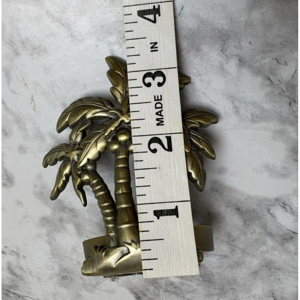 Coastal Palm Trees Tea Lights brushed gold tone